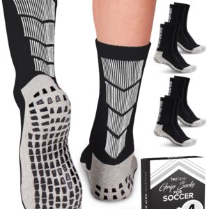 TruTread Soccer Grip Socks - 4 Paris Mens Grip Socks Soccer | Soccer Grip Socks Men | Soccer Socks Men | Non Slip Soccer Socks Mens