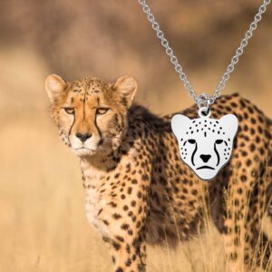 ENSIANTH Cheetah Necklace Cheetah Jewelry Cheetah Pendant Necklace Animal Lover Gift Cheetah Gift Safari Themed Gift Big Cat Necklace (Cheetah Necklace)