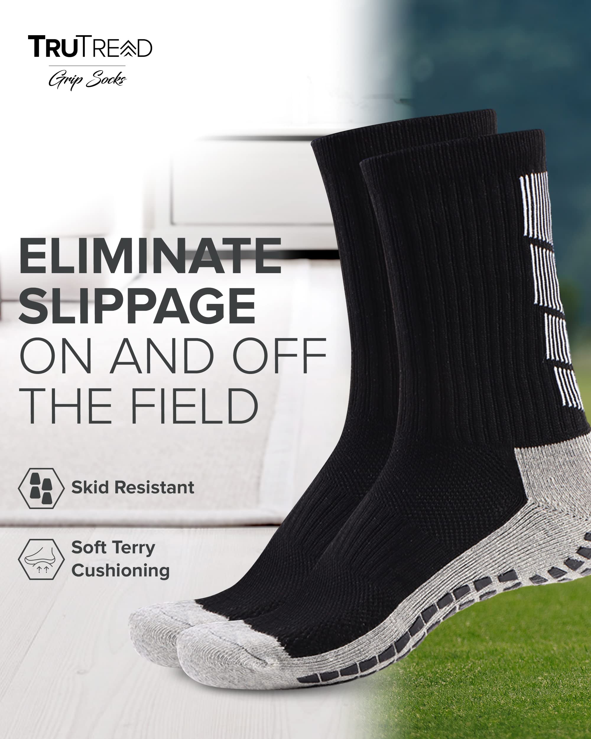 TruTread Soccer Grip Socks - 4 Paris Mens Grip Socks Soccer | Soccer Grip Socks Men | Soccer Socks Men | Non Slip Soccer Socks Mens