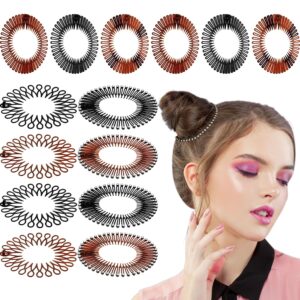 willbond 14 pcs flexible circle hair bands - stretch headbands with tooth comb for women and girls, 7 fresh color styles