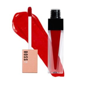 bossy cosmetics liquid lipstick for women, long lasting all day wear, matte, vegan & cruelty-free, hydrating, healthy & full lips, paraben free, oprah's favorite things 2023 (faith - red color)