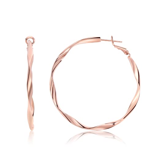 Surrounded Forest Rose Gold Earrings Rose Hoop Earrings Lightweight Hoop Earrings for Women Rose Gold Hoop Earrings 2in