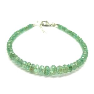 Genuine Colombian Emerald Bracelet, Colombian Emerald Stacking Bracelet, 92.5 sterling silver Plated, Delicate Fine Jewelry for Women Colombian Emerald Birthstone, Stacking, Code-JG15