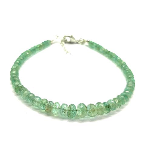 Genuine Colombian Emerald Bracelet, Colombian Emerald Stacking Bracelet, 92.5 sterling silver Plated, Delicate Fine Jewelry for Women Colombian Emerald Birthstone, Stacking, Code-JG15