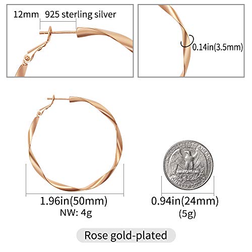 Surrounded Forest Rose Gold Earrings Rose Hoop Earrings Lightweight Hoop Earrings for Women Rose Gold Hoop Earrings 2in