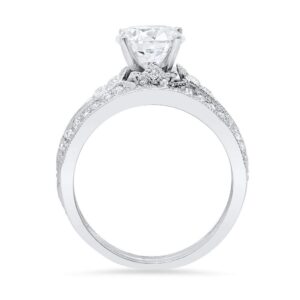 1.99 ct Round Cut Clear Simulated Diamond 14k White Gold Solitaire W/Accents Wedding Engagement Bridal Ring Band Set Sz 6