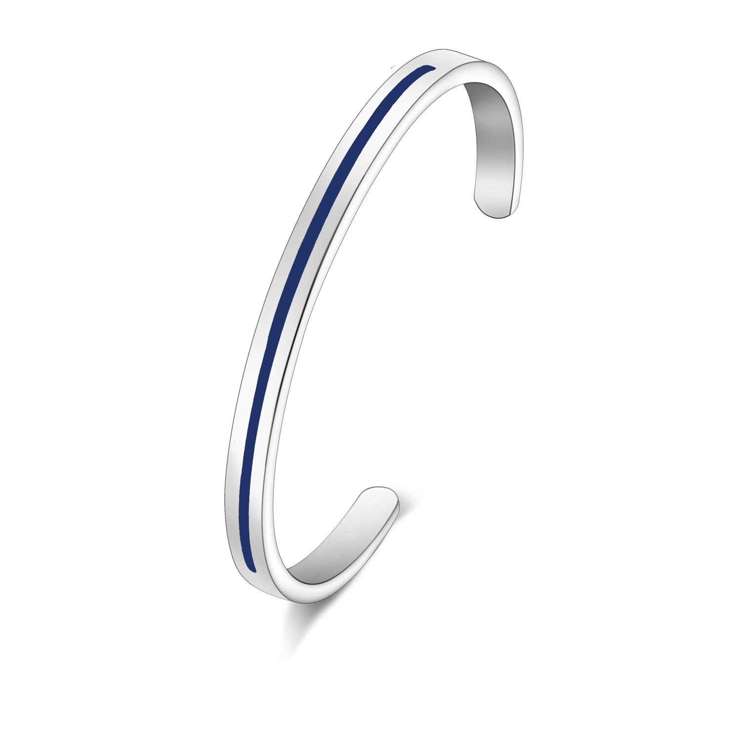 KUIYAI Thin Blue Line Cuff Bangle Stainless Steel Jewelry Gifts for Women Female Officer (Blue)