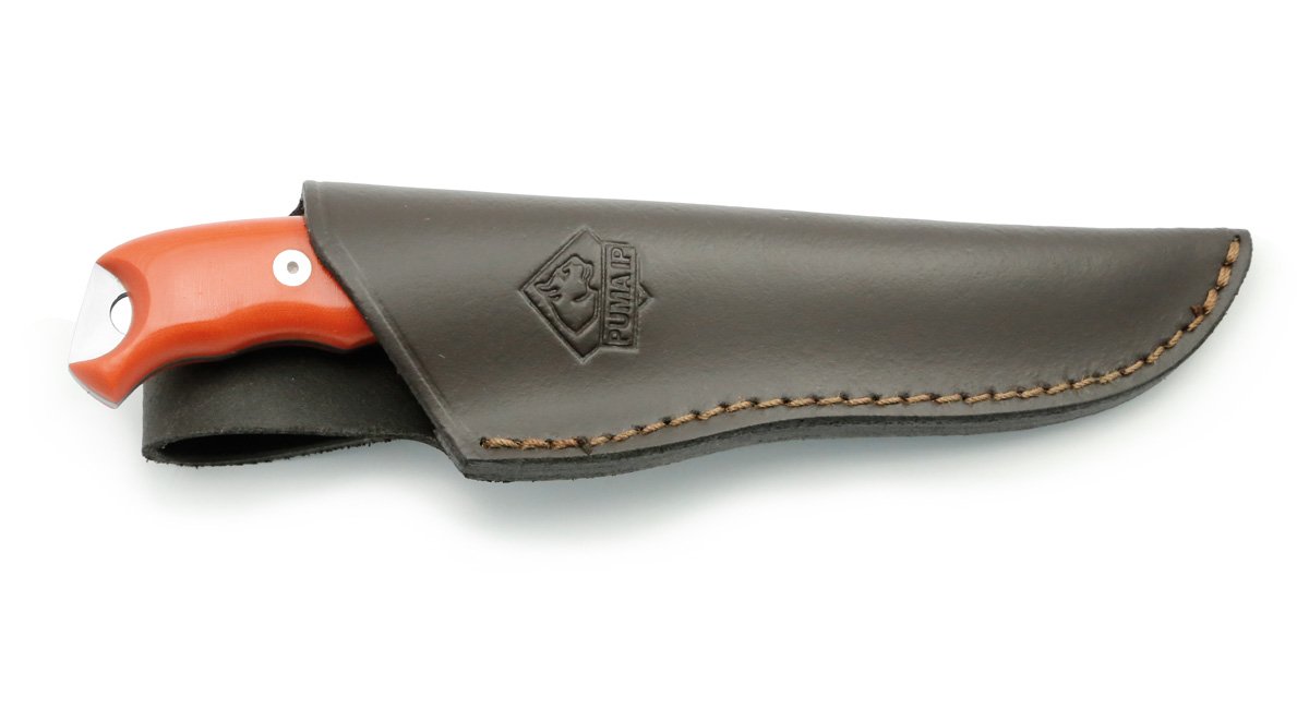 PUMA IP Dexter Orange II Micarta Spanish Made Hunting Knife with Leather Sheath