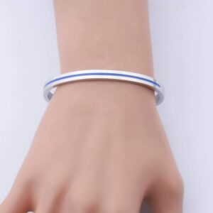 KUIYAI Thin Blue Line Cuff Bangle Stainless Steel Jewelry Gifts for Women Female Officer (Blue)