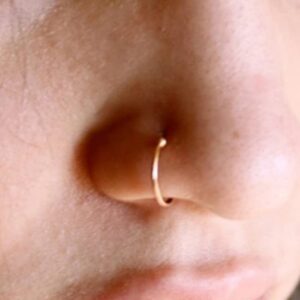 MODRSA Fake Septum Nose Hoop Rings Stainless Steel Faux Lip Ear Cuff Earrings Spring Nose Face Septum Ring Non Piercing Clip On Nose Rings Hoops Silver Rose Gold Black