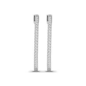 ARAIYA FINE JEWELRY 10K White Gold Inside and Outside Diamond Oval Hoop Earrings (1/4 cttw, I-J Color, I2-I3 Clarity)