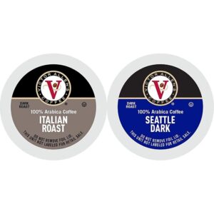 Victor Allen's Coffee Italian Roast and Seattle Dark Roast Coffee Pods for Keurig Brewers