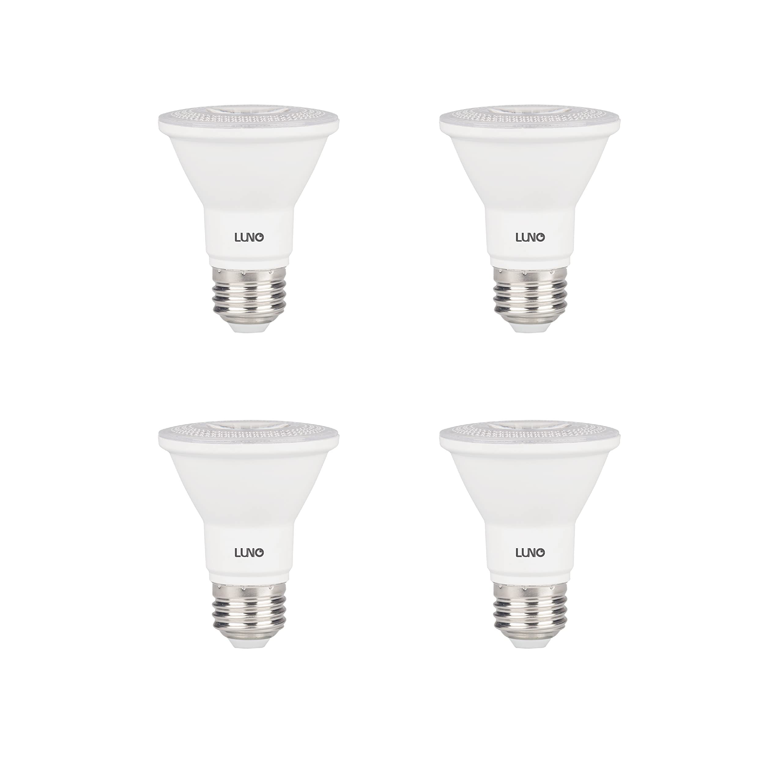 LUNO PAR20 Dimmable LED Bulb, CRI 90+, 8W (50W Equivalent), 500 Lumens, 2700K (Soft White), Medium Base (E26), UL Listed (4-Pack)