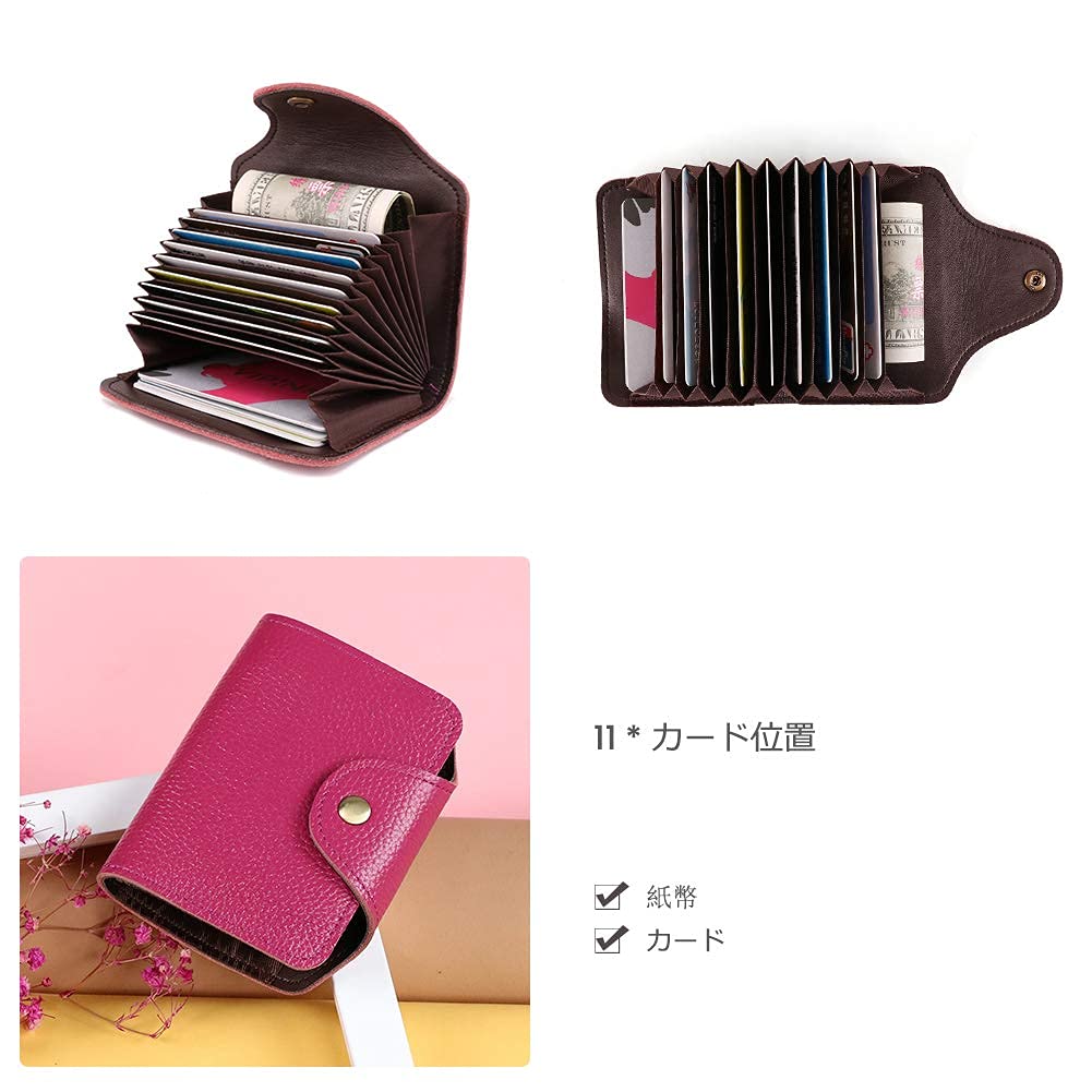 BRASS TACKS Leathercraft Full Leather Card Cases for Men Women 11 Card Position 10 Colors Small Women's Wallet (Purple)