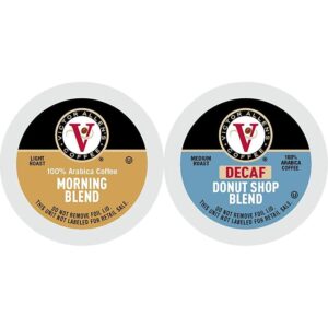 victor allen's coffee morning blend and decaf donut shop blend single serve coffee pods for keurig brewers