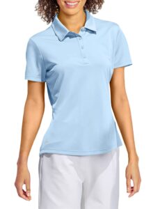 adidas women's performance primegreen polo shirt, clear sky, small