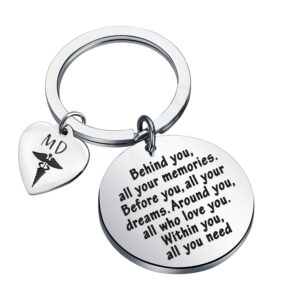 feelmem md keychain future medical doctor gifts behind you all your memories before you all your dreams keychain nursing jewelry md gift medical student graduation gift (md)