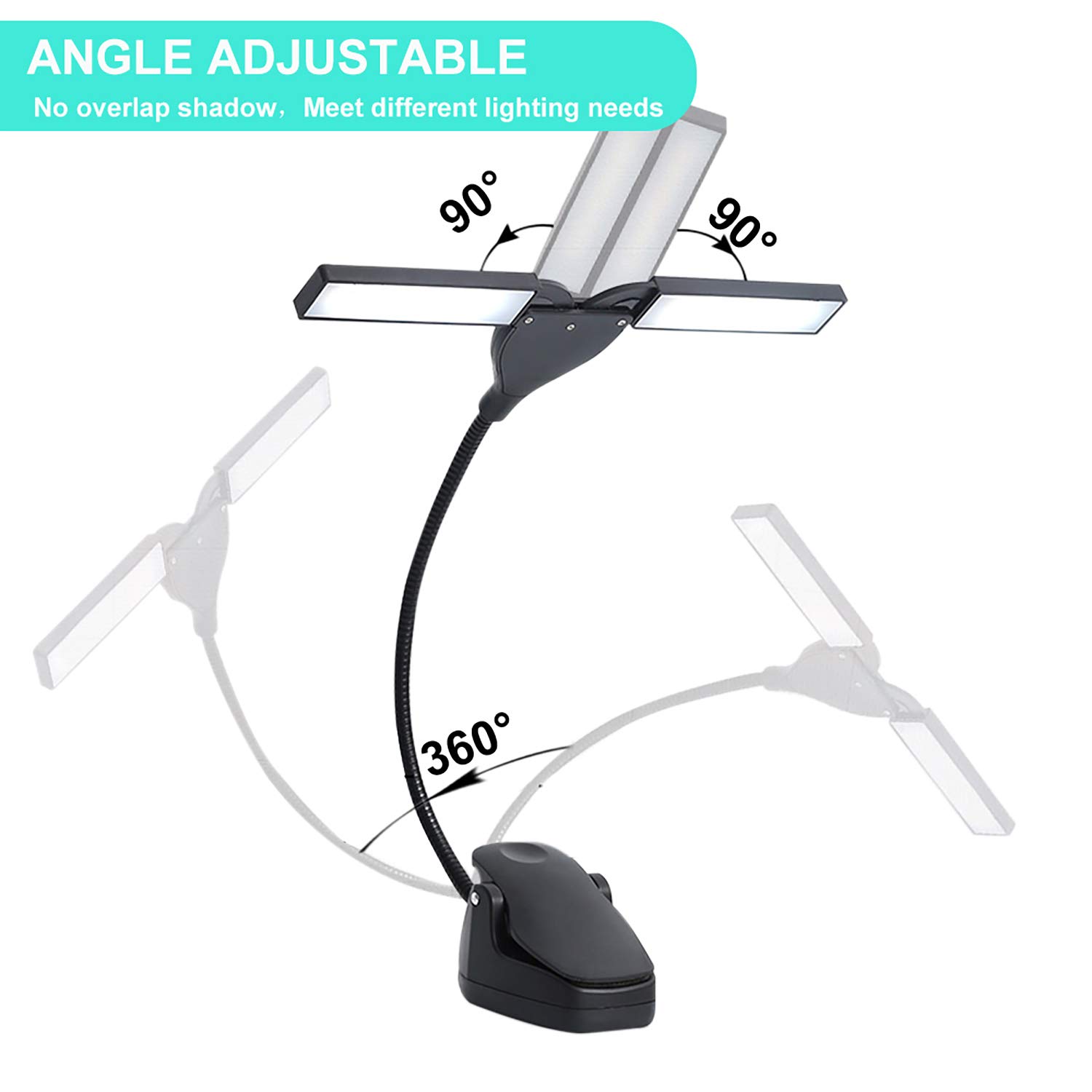 STARTOGO LED Music Stand Lights Rechargeable - 28 LEDs Clip Light with 3 Brightness Levels,1800mAh Li-ion Desk Clip Lamp,Eye-Caring,Perfect for Night Reading,Instrument Practise