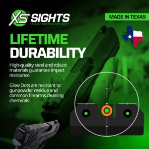 XS SIGHTS 3-Dot Tritium Night Sights, Fits Glock Gen 1 – 5 +MOS Pistols, Dual Illuminated Orange Front Sight Equipped with Tritium/Photoluminescent Glow Dot (Glock 20, 21, 29, 30, 30S, 37, 41)