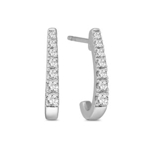 araiya fine jewelry 10k white gold diamond j shape hoop earrings (1/4 cttw, i-j color, i2-i3 clarity)