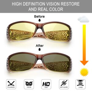 IGnaef Women photochromatic Night Vision Glasses for Driving, Anti Glare Polarized Safety Nighttime/Rainy Glasses