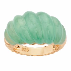 PalmBeach Jewelry Yellow Gold-plated Sterling Silver Genuine Green Jade Shrimp Style Ring Sizes 6-10 Size 8