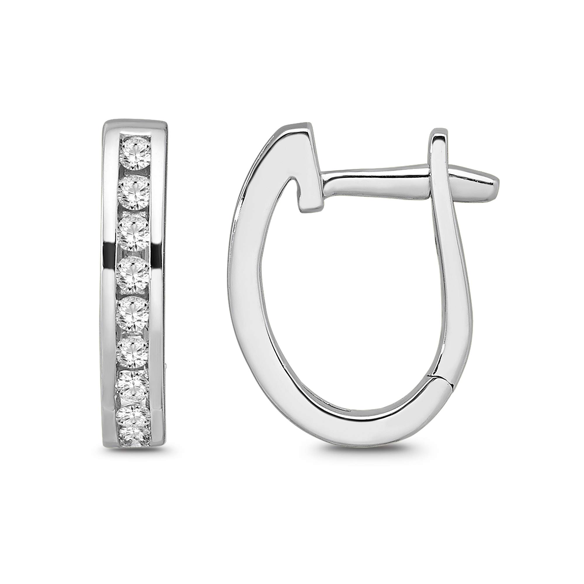 ARAIYA FINE JEWELRY 10K White Gold Diamond Hoop Earrings (1/3 cttw, I-J Color, I2 Clarity)