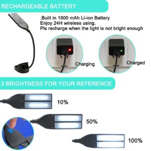 STARTOGO LED Music Stand Lights Rechargeable - 28 LEDs Clip Light with 3 Brightness Levels,1800mAh Li-ion Desk Clip Lamp,Eye-Caring,Perfect for Night Reading,Instrument Practise