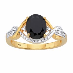 palmbeach jewelry yellow gold-plated sterling silver simulated pink morganite or natural black onyx and diamond accent crossover ring size 10