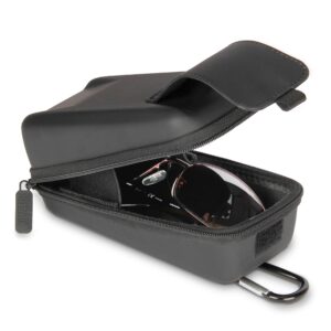 usa gear glasses case semi hard shell - sunglasses case/safety glasses case compatible with sunglasses, safety glasses and more - rugged hard glasses case with belt loop and carabiner - black