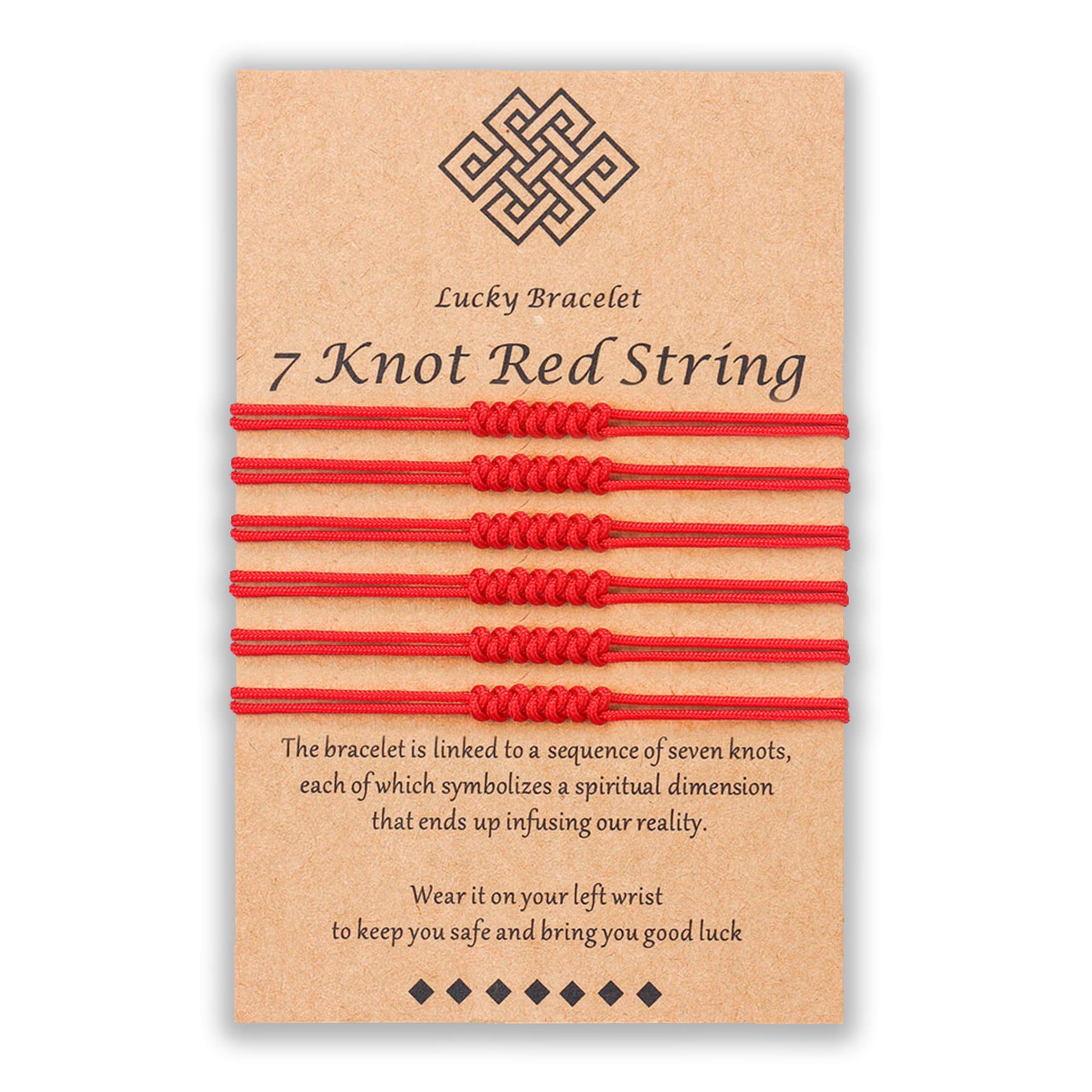 Shonyin Red Bracelet for Protection Good Luck 7 knots Kabbalah Thread Handmade String Bracelets for Women Men Boys Family Friends 6 PCS