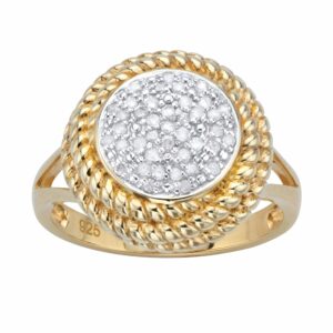 PalmBeach Yellow Gold-plated Sterling Silver Round Genuine Diamond Halo Cluster Ring (1/5 cttw, I Color, I3 Clarity) Sizes 6-10 Size 8