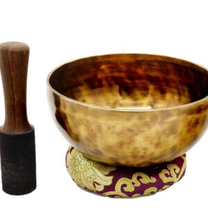 Tibetan Singing Bowl 8 Inch Large Hand Hammered Chakra Bowl 7 Metal Meditation Bowl for Cleansing, Chakra Balancing, Mindfulness, Yoga, Décor, Gift Set (Comes with Cushion, Mallet and Box