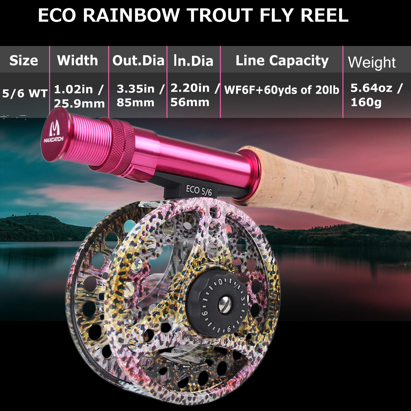 Maxcatch Women's Elegant Pink Fly Fishing Rod: 2/5-weight with Rod Tube (Elegant 9' 5wt 8sec Rod and Reel Combo)