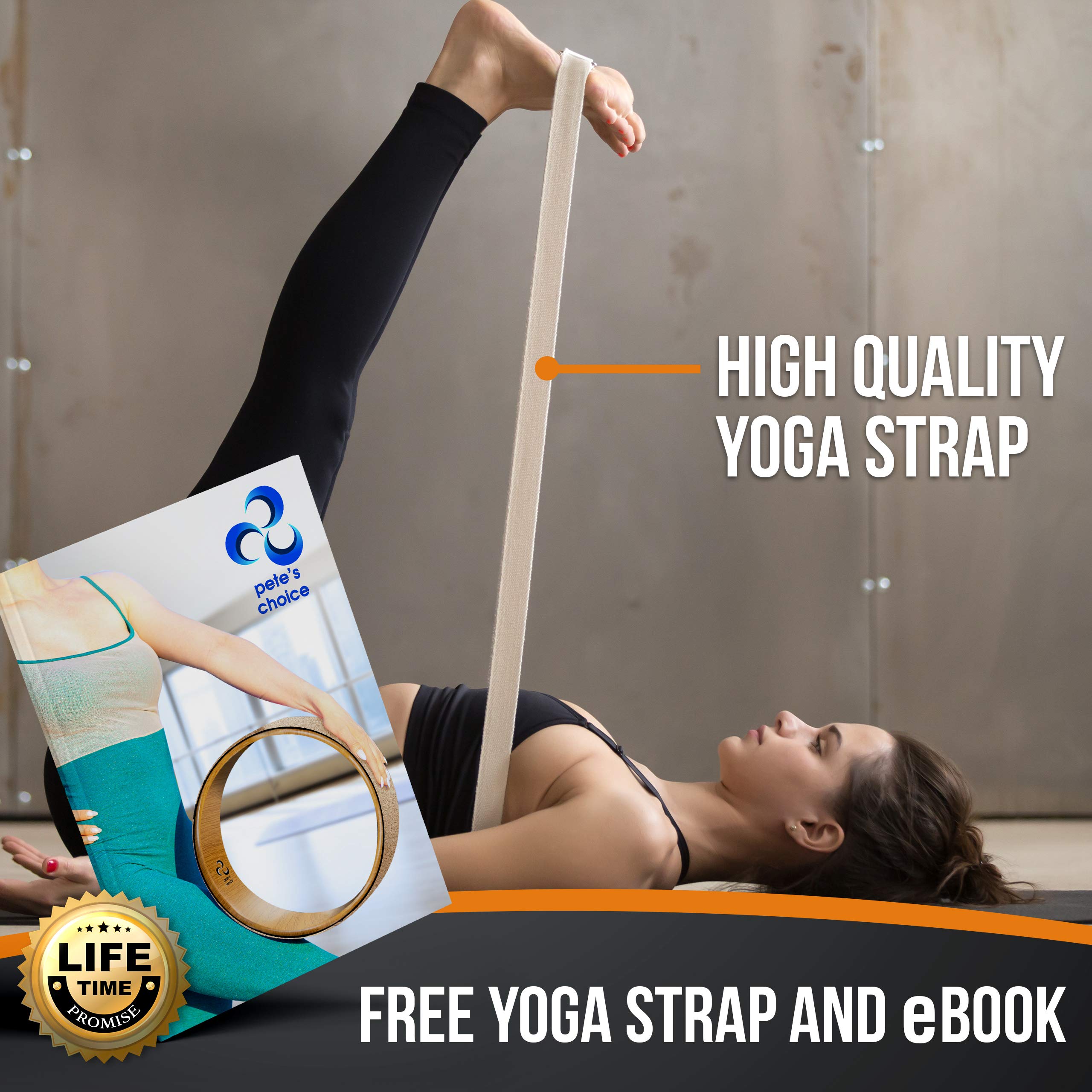 Cork Yoga Wheel, Cork Yoga Blocks - Extra Firm High Density Yoga Bricks I Natural & Eco-Friendly. Bonus eBook & Free Yoga Strap