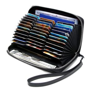 Large Capacity Credit Card Wallet - Leather Secure RFID Wallet for Women 36 Slots