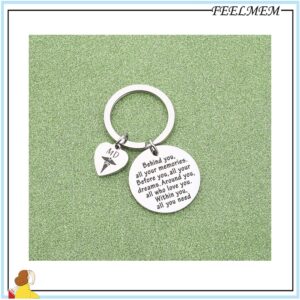 FEELMEM MD Keychain Future Medical Doctor Gifts Behind You All Your Memories Before You All Your Dreams Keychain Nursing Jewelry MD Gift Medical Student Graduation Gift (MD)