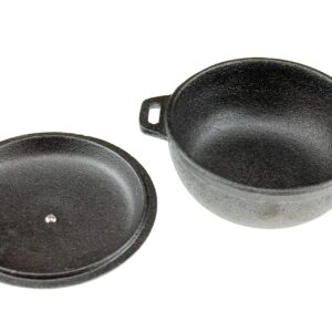 Heavy Duty Pre Seasoned Mini Cast Iron Dutch Oven Set of 3, Oven Safe Cooker, Black