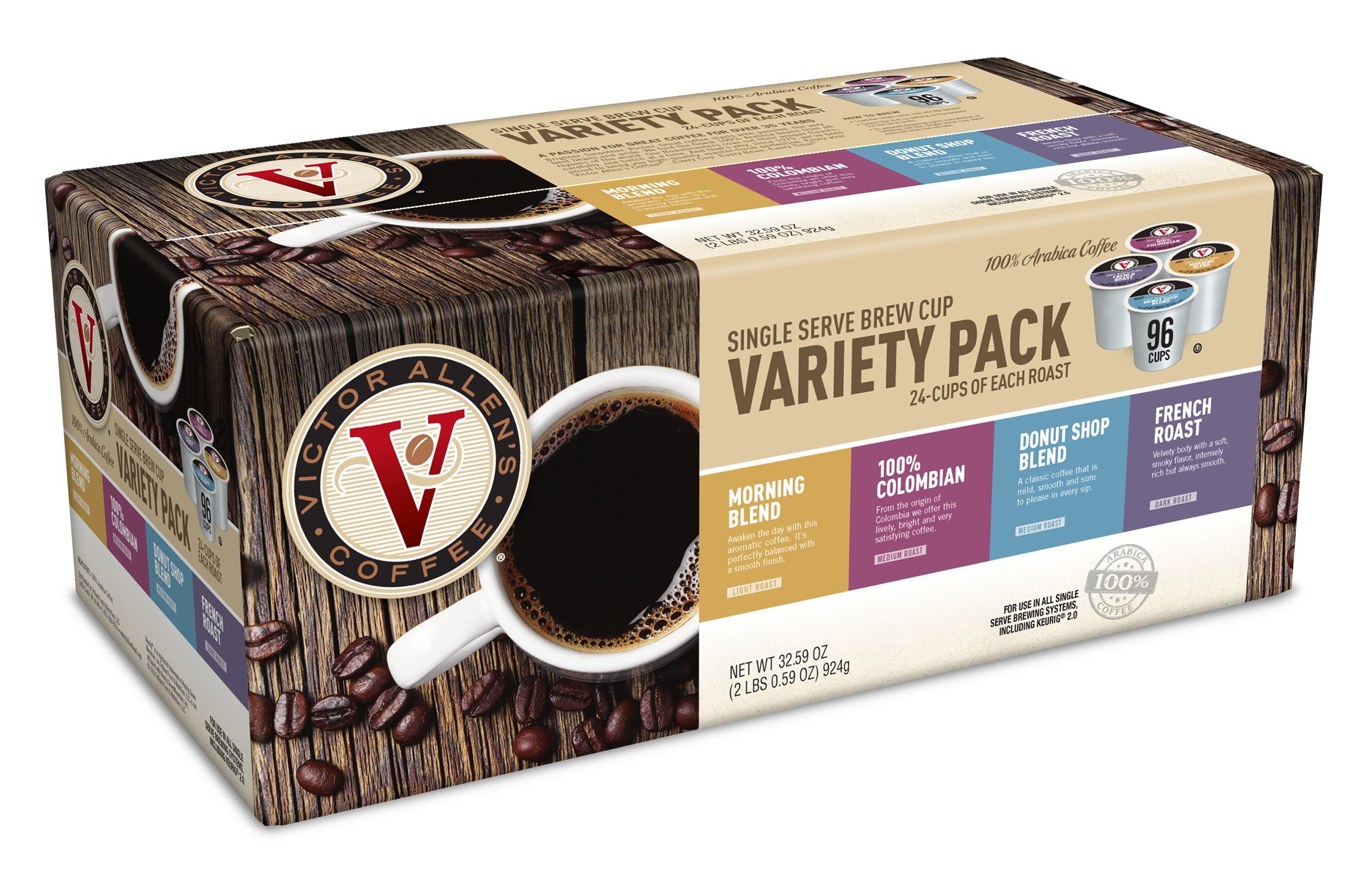 Victor Allen's Coffee Variety Packs (96 Count) for Keurig Brewers