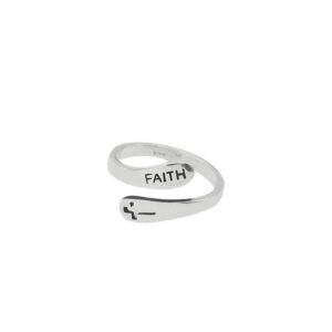 caiyao cross faith inspirational rings silver open adjustable spiral wrap eternity cross faith twist ring encouragement personalized jewelry women birthday gifts-a cross