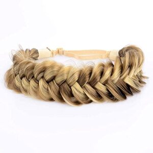 diguan messy wide 2 strands synthetic hair braided headband hairpiece women girl beauty accessory, 62g/2.1 oz (highlighted)