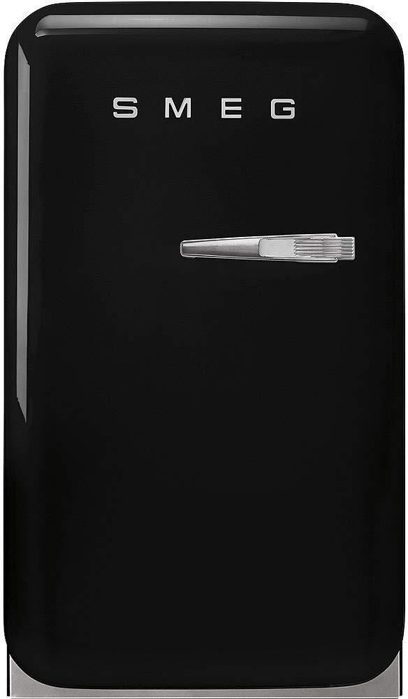 Smeg Retro FAB 5 Mini Refrigerator - 16" Authentic 50's Style - Made in Italy - FAB5ULBL3-1.5 cu. ft - Adjustable Shelves & LED Lighting – Left hinge option (not reversable)- Black