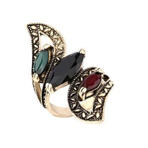 shiYsRL Exquisite Jewelry Ring Love Rings Women's Turkish Style Vintage Colorful Resin Carved Hollow Knuckle Midi Ring Wedding Band Best Gifts for Love with Valentine's Day - US 10