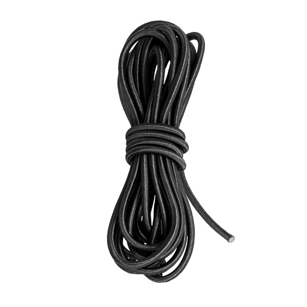 10mx4mm Marine Grade Bungee Shock Cords Elastic Tie Down Straps Cable Kayak Stretch String Rope for Marine Kayak, Trailer Strap, Shoe Laces, Hammocks, DIY Crafting (Black)