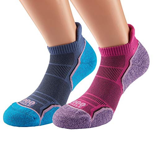 1000 Mile Run Anklet Women's Running Socks (Twin Pack) - AW20 - Medium - Pink