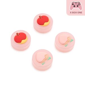 GeekShare Fruits Theme Xbox One Controller Thumb Grips, Thumbsticks Cover Set Compatible with Xbox One Controller, 2 Pair / 4 Pcs - Peach and apple