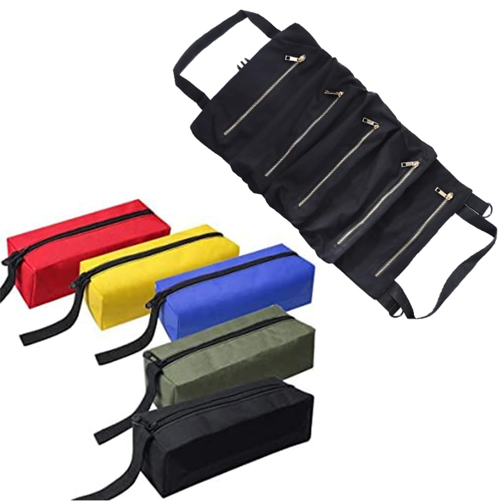 3/5 Pcs Small Tool Pouches Zipper Tool Pockets Carpenter Canvas Tool Bag Organizers Storage Bags for Screwdriver Pliers Woodworker Screw Nail