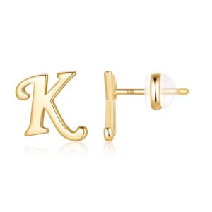 sterling silver stud earrings for women, 925 sterling silver gold stud earrings letter k initial hypoallergenic earrings for women, mother's day valentines gifts earrings for