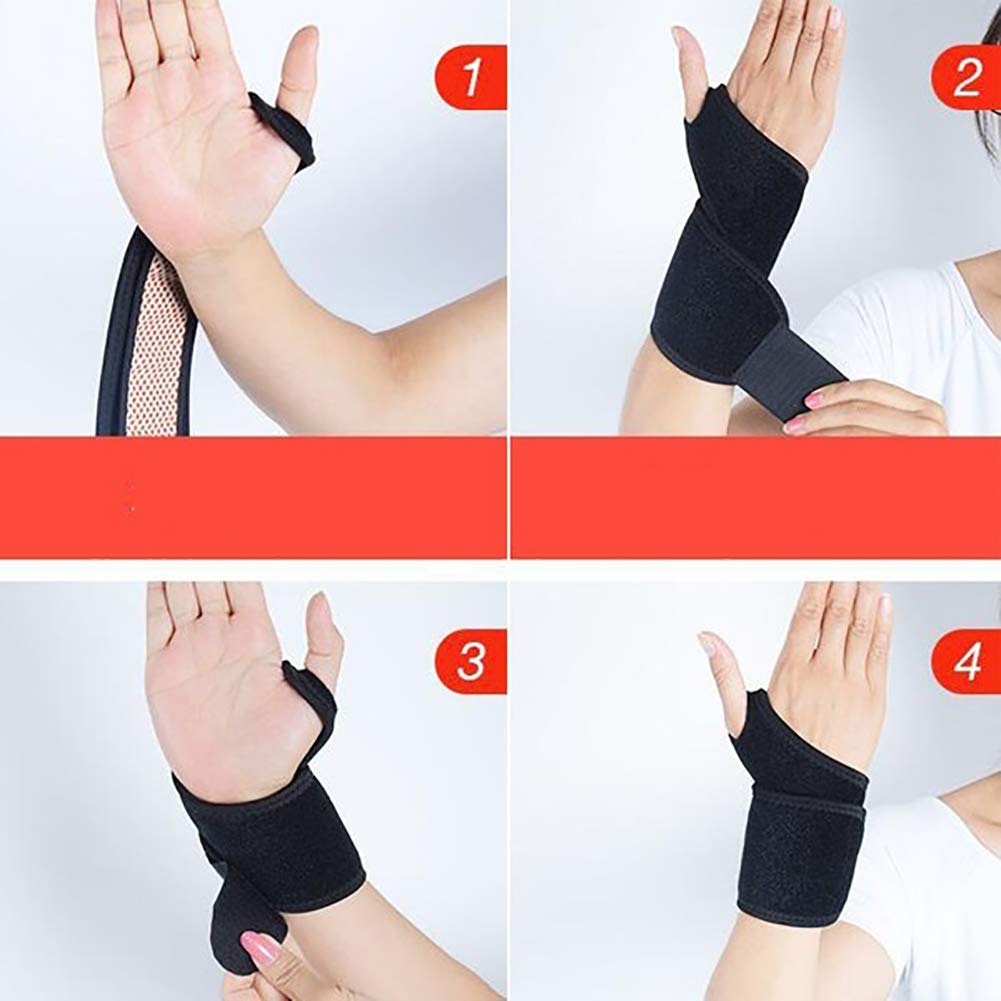 Bluelans Wrist Supports for Men and Women, 1 Pair Self-Heating Magnetic Wristband Wrist Strap Wrist Support Wrist Braces Hand Support Protector for Wrist Injuries, Joint Disease, Sprains Black