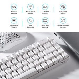 RK ROYAL KLUDGE RK68 Wireless Hot Swappable 65% Mechanical Keyboard, 68 Keys Compact BT5.0 Gaming Keyboard with Stand-Alone Arrow/Control Keys, Quiet Red Switch